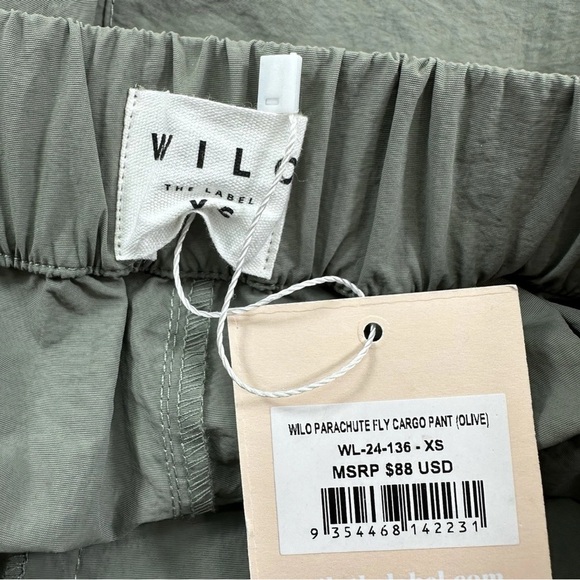 WILO The Label Anthropologie Nylon Cargo Pants Womens XS Baggy Parachute Green - Picture 3 of 6